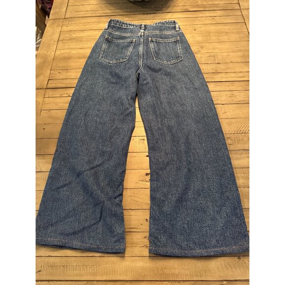 FRAME Super Drape Drawstring Wide Leg Jeans Pants in Ghost Size 24 - Picture 4 of 4